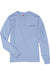 Hanes 5596 Mens ComfortSoft Long Sleeve Crewneck T-Shirt w/ Pocket Light Blue Flat Front