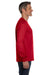 Hanes 5596 Mens ComfortSoft Long Sleeve Crewneck T-Shirt w/ Pocket Deep Red Model Side