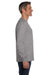 Hanes 5596 Mens ComfortSoft Long Sleeve Crewneck T-Shirt w/ Pocket Light Steel Grey Model Side