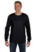 Hanes 5596 Mens ComfortSoft Long Sleeve Crewneck T-Shirt w/ Pocket Black Model Front