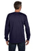 Hanes 5596 Mens ComfortSoft Long Sleeve Crewneck T-Shirt w/ Pocket Navy Blue Model Back