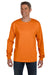 Hanes 5596 Mens ComfortSoft Long Sleeve Crewneck T-Shirt w/ Pocket Orange Model Front