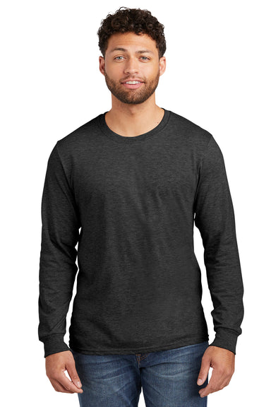 Jerzees 560LS Mens Premium Blend Moisture Wicking Long Sleeve Crewneck T-Shirt Heather Black Ink Model Front