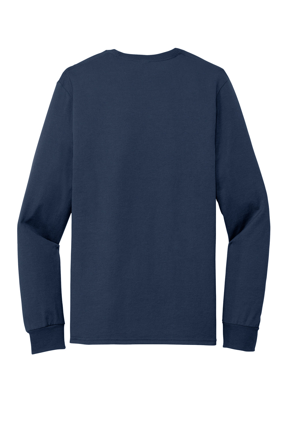 Jerzees 560LS Mens Premium Blend Moisture Wicking Long Sleeve Crewneck T-Shirt Navy Blue Flat Back