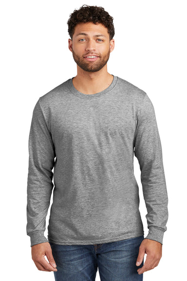 Jerzees 560LS Mens Premium Blend Moisture Wicking Long Sleeve Crewneck T-Shirt Oxford Grey Model Front