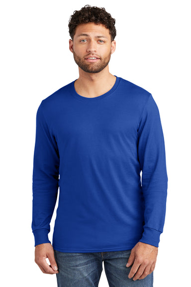 Jerzees 560LS Mens Premium Blend Moisture Wicking Long Sleeve Crewneck T-Shirt Royal Blue Model Front