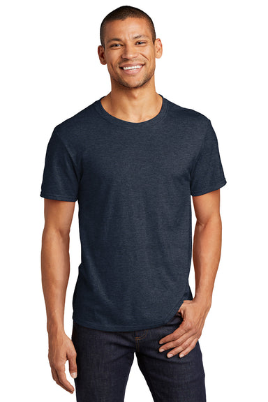 Jerzees 560MR/560M Mens Premium Blend Moisture Wicking Short Sleeve Crewneck T-Shirt Heather Indigo Blue Model Front