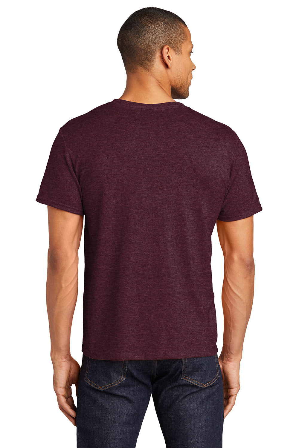 Jerzees 560MR/560M Mens Premium Blend Moisture Wicking Short Sleeve Crewneck T-Shirt Heather Maroon Model Back