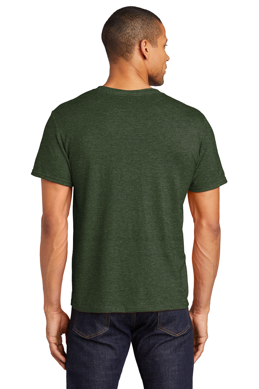 Jerzees 560MR/560M Mens Premium Blend Moisture Wicking Short Sleeve Crewneck T-Shirt Heather Military Green Model Back