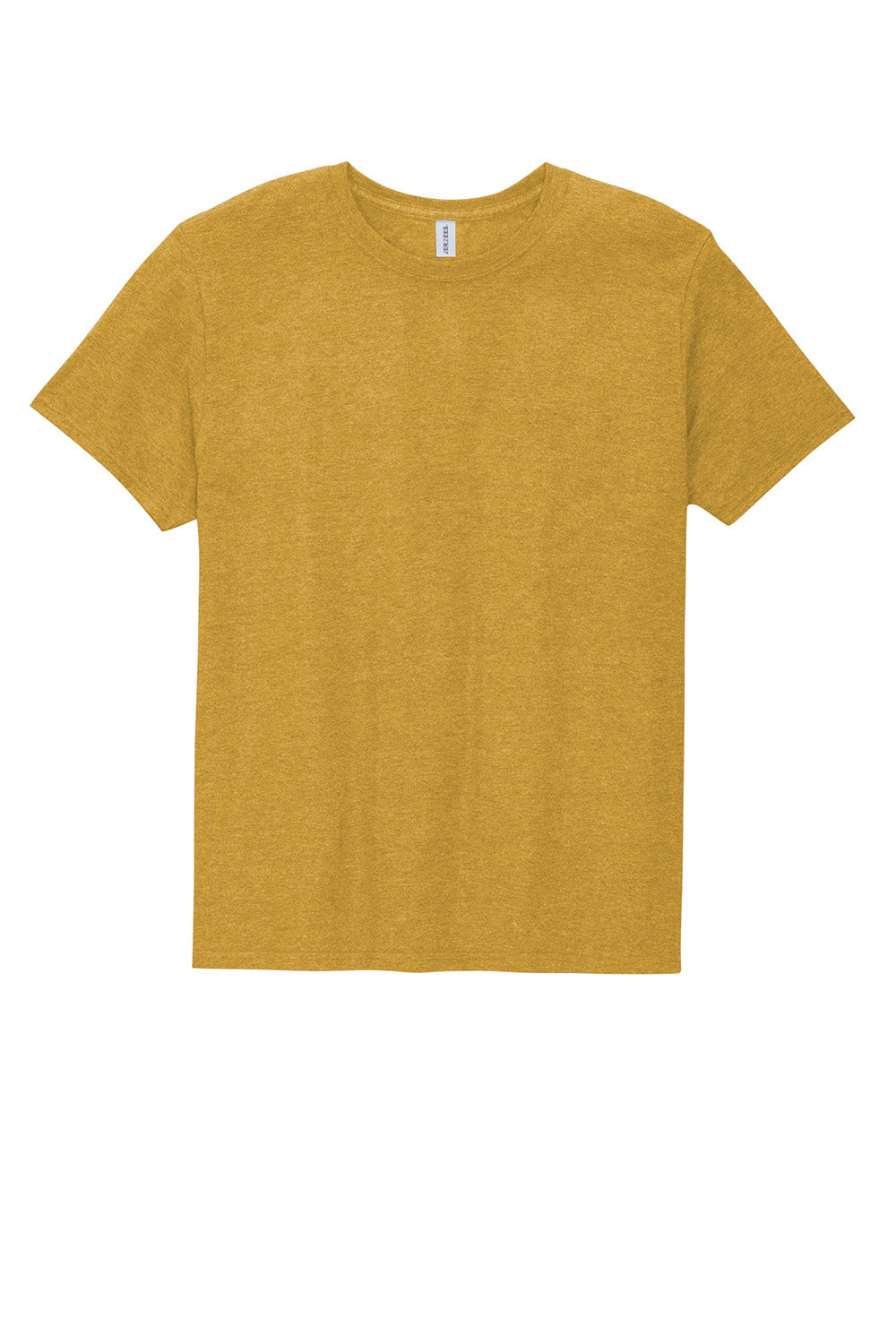 Jerzees 560MR/560M Mens Premium Blend Moisture Wicking Short Sleeve Crewneck T-Shirt Heather Mustard Yellow Flat Front