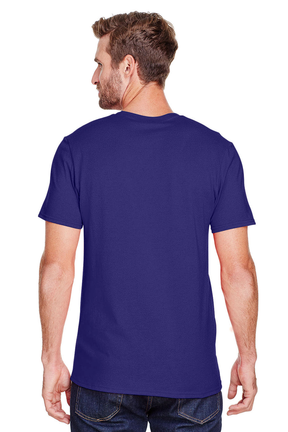 Jerzees 560MR/560M Mens Premium Blend Moisture Wicking Short Sleeve Crewneck T-Shirt Deep Purple Model Back