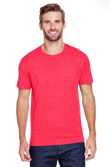 Jerzees 560MR/560M Mens Premium Blend Moisture Wicking Short Sleeve Crewneck T-Shirt Heather Fiery Red Model Front