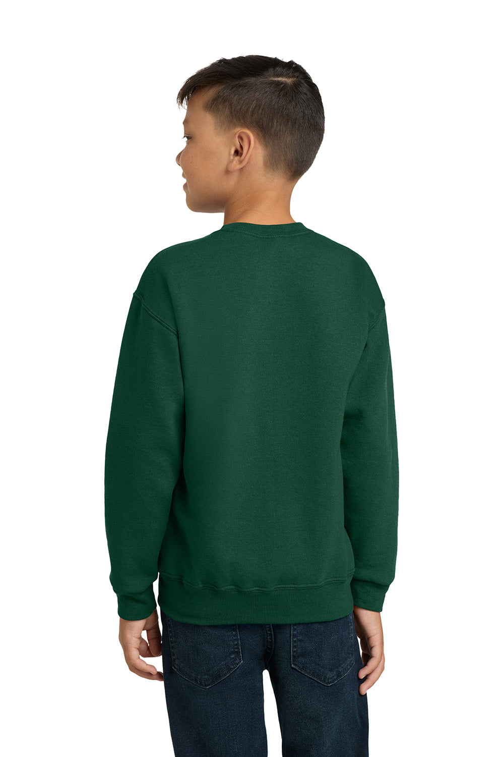 Jerzees 562B/562BR Youth NuBlend Fleece Crewneck Sweatshirt Forest Green Model Back