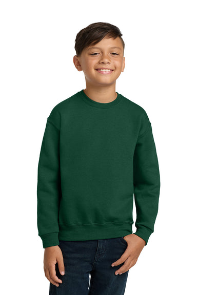 Jerzees 562B/562BR Youth NuBlend Fleece Crewneck Sweatshirt Forest Green Model Front