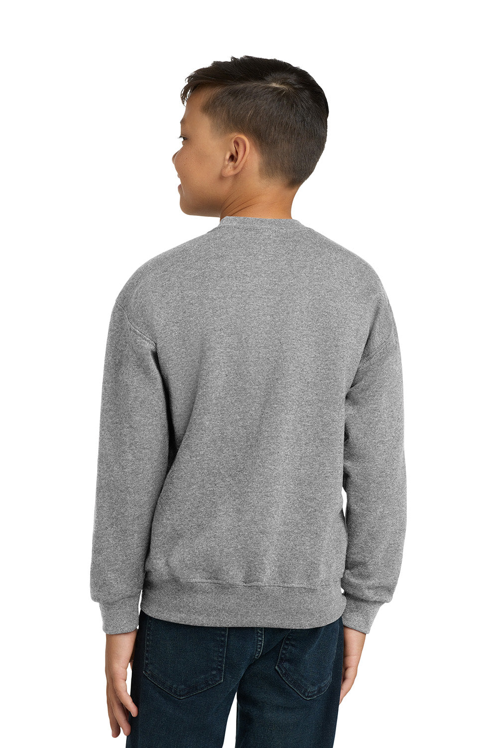 Jerzees 562B/562BR Youth NuBlend Fleece Crewneck Sweatshirt Oxford Grey Model Back