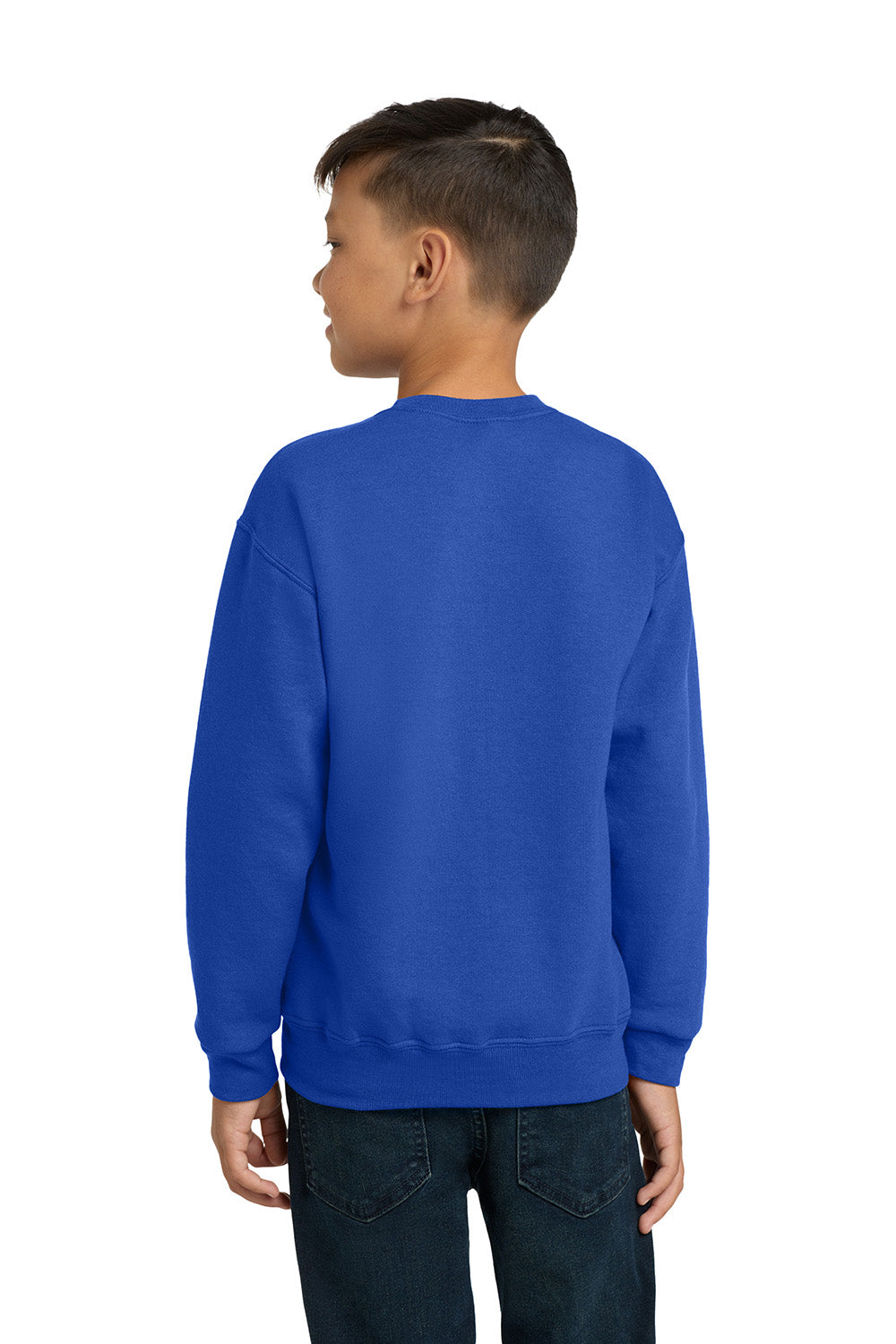 Jerzees 562B/562BR Youth NuBlend Fleece Crewneck Sweatshirt Royal Blue Model Back