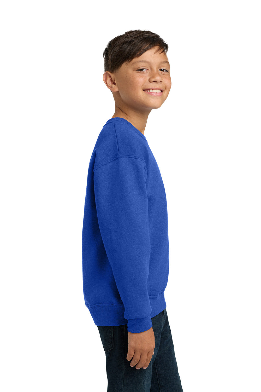 Jerzees 562B/562BR Youth NuBlend Fleece Crewneck Sweatshirt Royal Blue Model Side