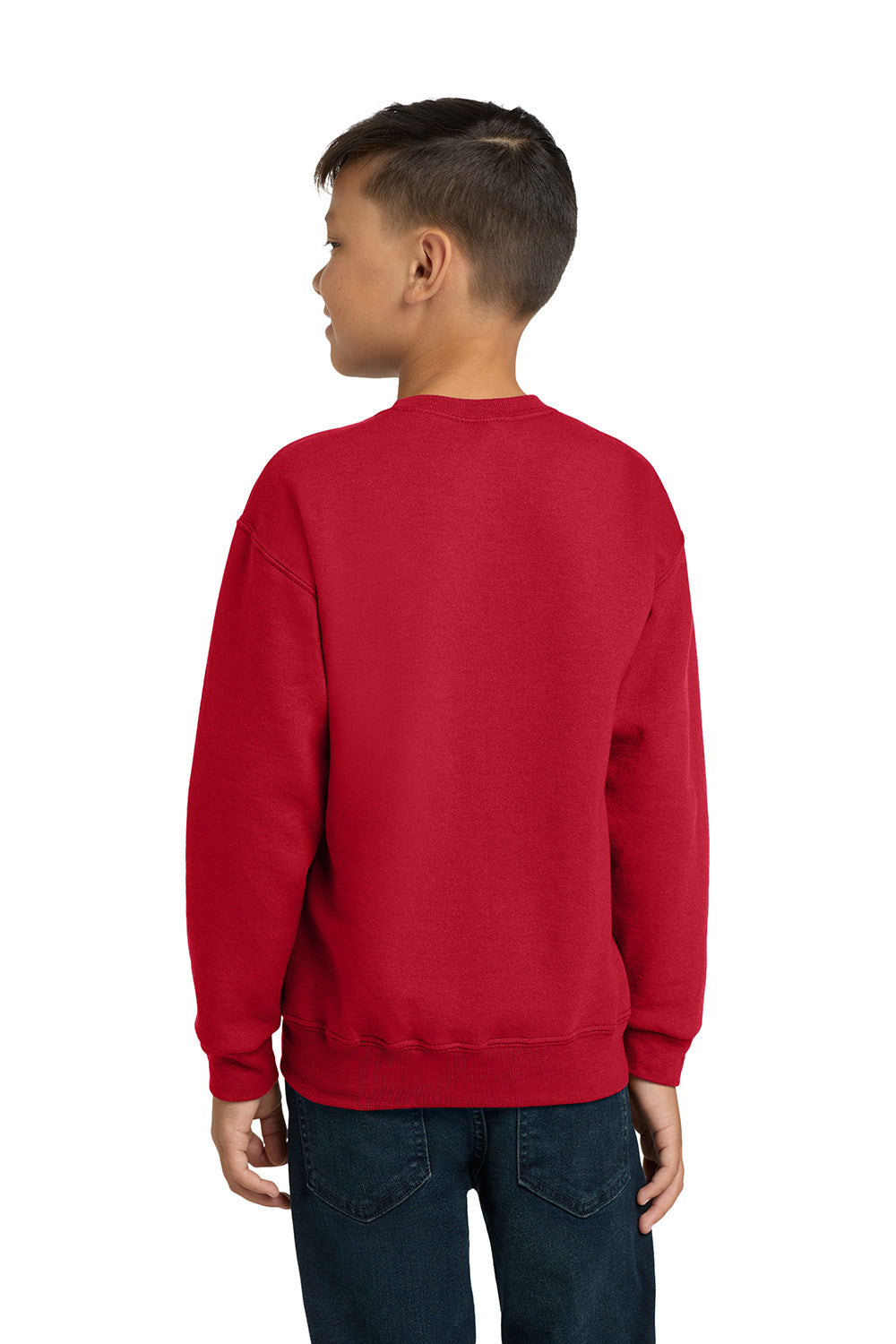 Jerzees 562B/562BR Youth NuBlend Fleece Crewneck Sweatshirt True Red Model Back