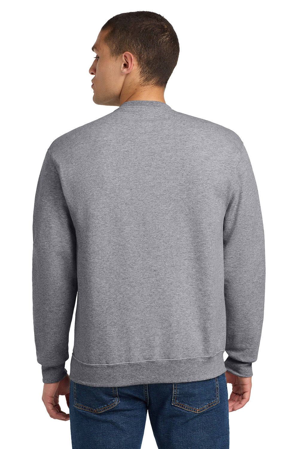 Jerzees 562M/562/562MR Mens NuBlend Fleece Crewneck Sweatshirt Heather Grey Model Back