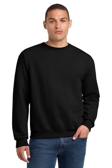 Jerzees 562M/562/562MR Mens NuBlend Fleece Crewneck Sweatshirt Black Model Front