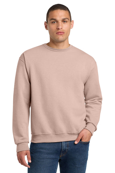 Jerzees 562M/562/562MR Mens NuBlend Fleece Crewneck Sweatshirt Blush Pink Model Front