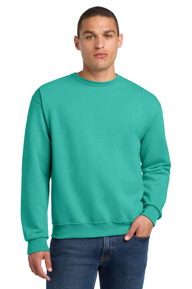 Jerzees 562M/562/562MR Mens NuBlend Fleece Crewneck Sweatshirt Cool Mint Model Front