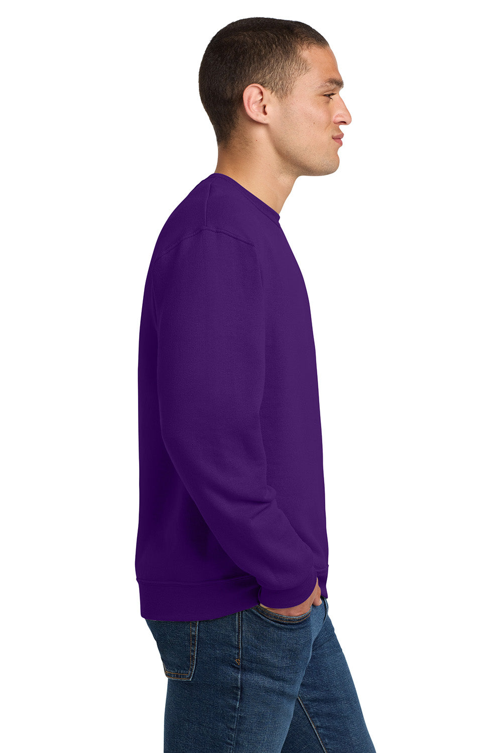 Jerzees 562M/562/562MR Mens NuBlend Fleece Crewneck Sweatshirt Deep Purple Model Side