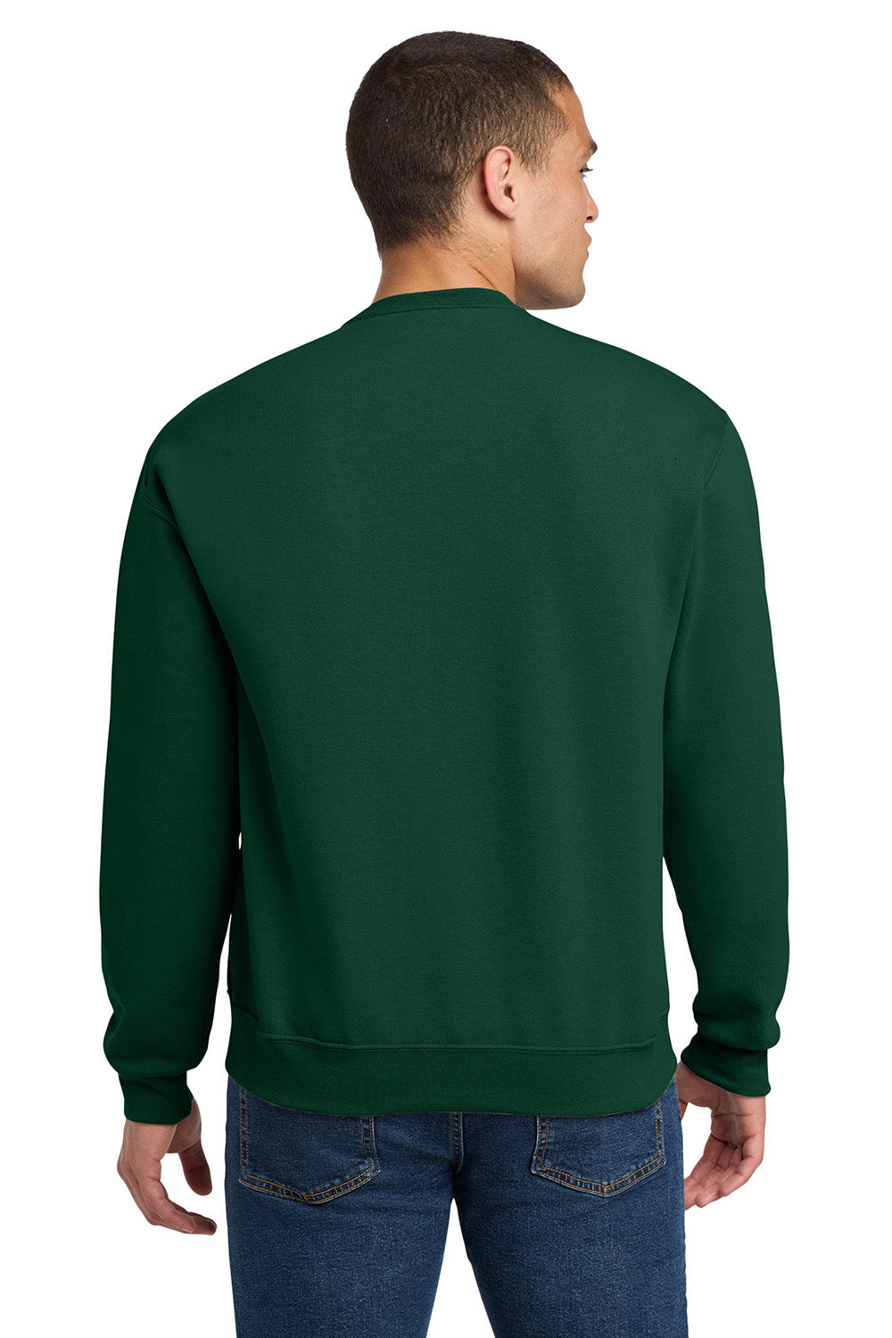 Jerzees 562M/562/562MR Mens NuBlend Fleece Crewneck Sweatshirt Forest Green Model Back