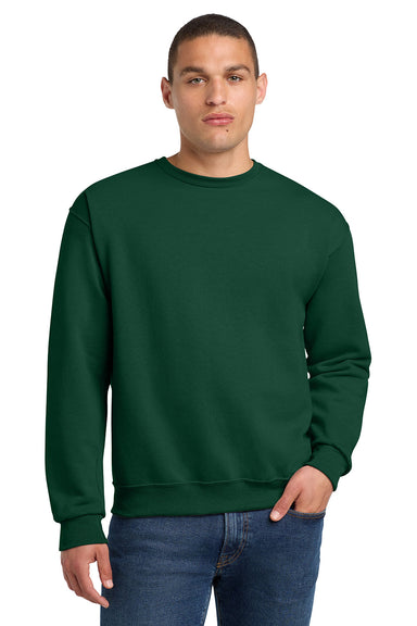 Jerzees 562M/562/562MR Mens NuBlend Fleece Crewneck Sweatshirt Forest Green Model Front