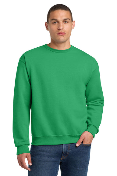 Jerzees 562M/562/562MR Mens NuBlend Fleece Crewneck Sweatshirt Kelly Green Model Front