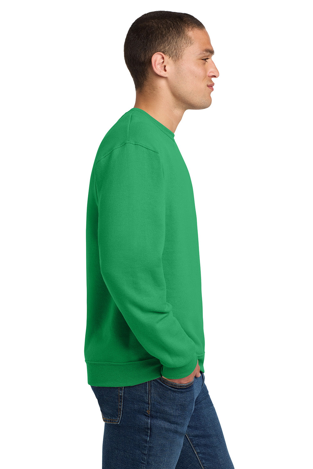 Jerzees 562M/562/562MR Mens NuBlend Fleece Crewneck Sweatshirt Kelly Green Model Side