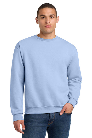 Jerzees 562M/562/562MR Mens NuBlend Fleece Crewneck Sweatshirt Light Blue Model Front