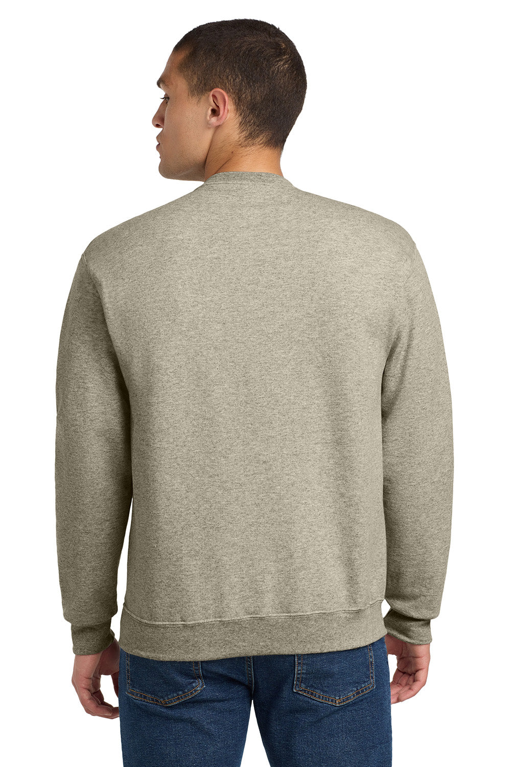 Jerzees 562M/562/562MR Mens NuBlend Fleece Crewneck Sweatshirt Heather Oatmeal Model Back