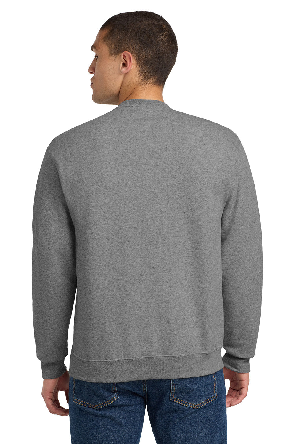 Jerzees 562M/562/562MR Mens NuBlend Fleece Crewneck Sweatshirt Oxford Grey Model Back