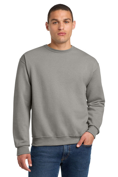 Jerzees 562M/562/562MR Mens NuBlend Fleece Crewneck Sweatshirt Rock Grey Model Front