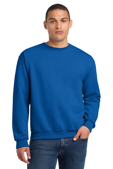 Jerzees 562M/562/562MR Mens NuBlend Fleece Crewneck Sweatshirt Royal Blue Model Front