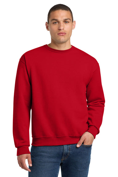 Jerzees 562M/562/562MR Mens NuBlend Fleece Crewneck Sweatshirt True Red Model Front