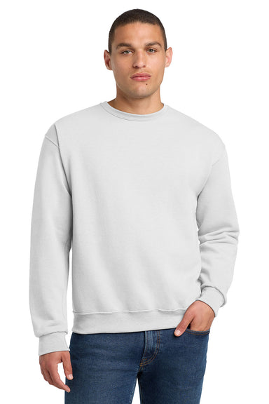 Jerzees 562M/562/562MR Mens NuBlend Fleece Crewneck Sweatshirt White Model Front