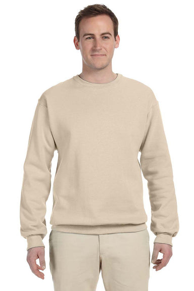 Jerzees 562M/562/562MR Mens NuBlend Fleece Crewneck Sweatshirt Sandstone Model Front