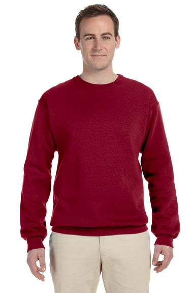 Jerzees 562M/562/562MR Mens NuBlend Fleece Crewneck Sweatshirt Cardinal Red Model Front