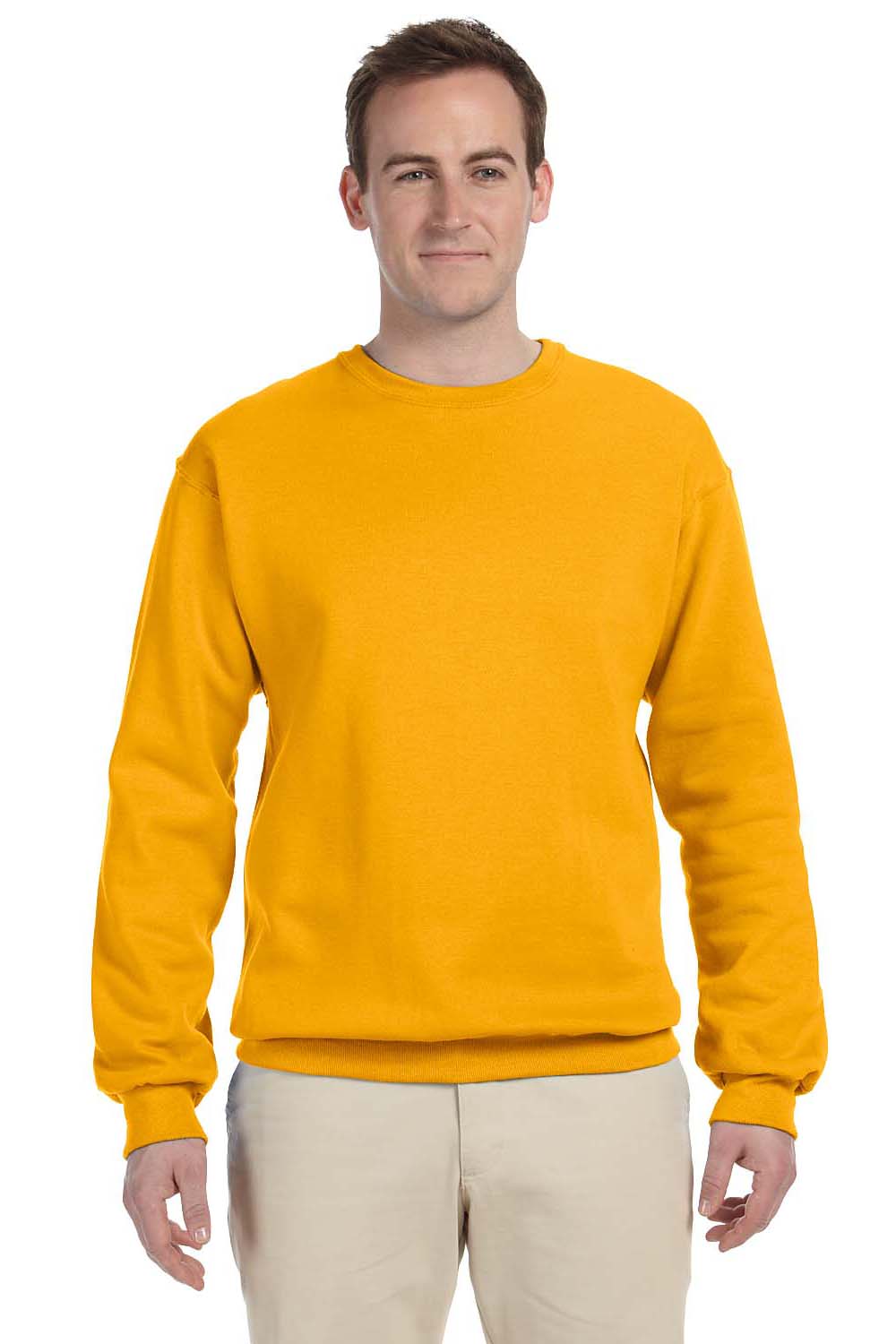 Jerzees 562M/562/562MR Mens NuBlend Fleece Crewneck Sweatshirt Gold Model Front