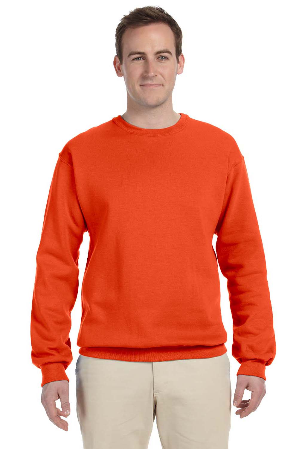 Jerzees 562M/562/562MR Mens NuBlend Fleece Crewneck Sweatshirt Burnt Orange Model Front