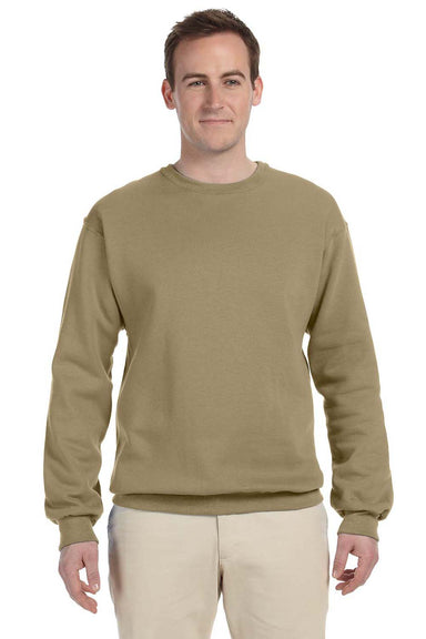 Jerzees 562M/562/562MR Mens NuBlend Fleece Crewneck Sweatshirt Khaki Model Front