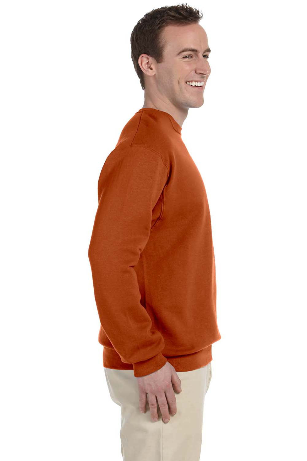 Jerzees 562M/562/562MR Mens NuBlend Fleece Crewneck Sweatshirt Texas Orange Model Side