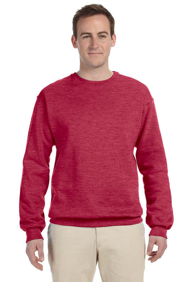 Jerzees 562M/562/562MR Mens NuBlend Fleece Crewneck Sweatshirt Vintage Heather Red Model Front