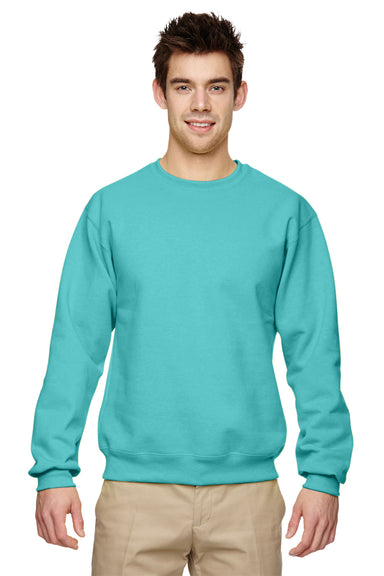 Jerzees 562M/562/562MR Mens NuBlend Fleece Crewneck Sweatshirt Scuba Blue Model Front