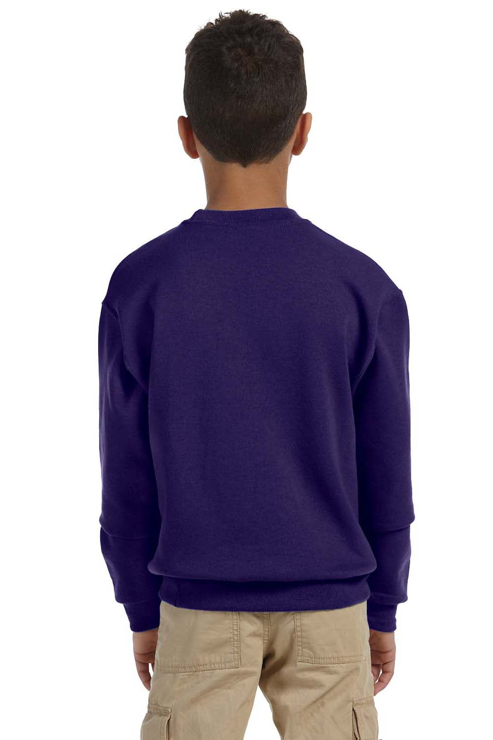 Jerzees 562B/562BR Youth NuBlend Fleece Crewneck Sweatshirt Deep Purple Model Back