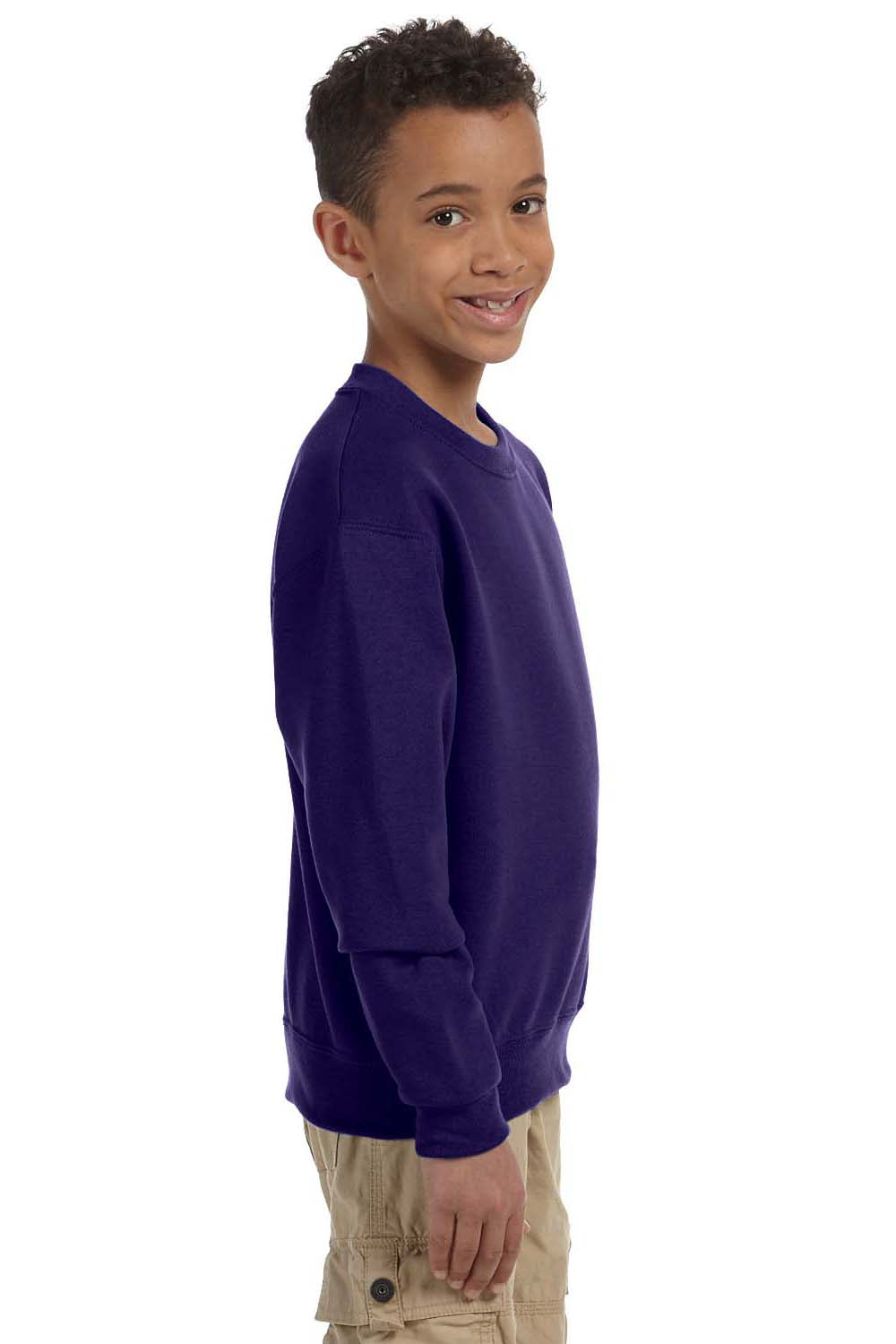 Jerzees 562B/562BR Youth NuBlend Fleece Crewneck Sweatshirt Deep Purple Model Side