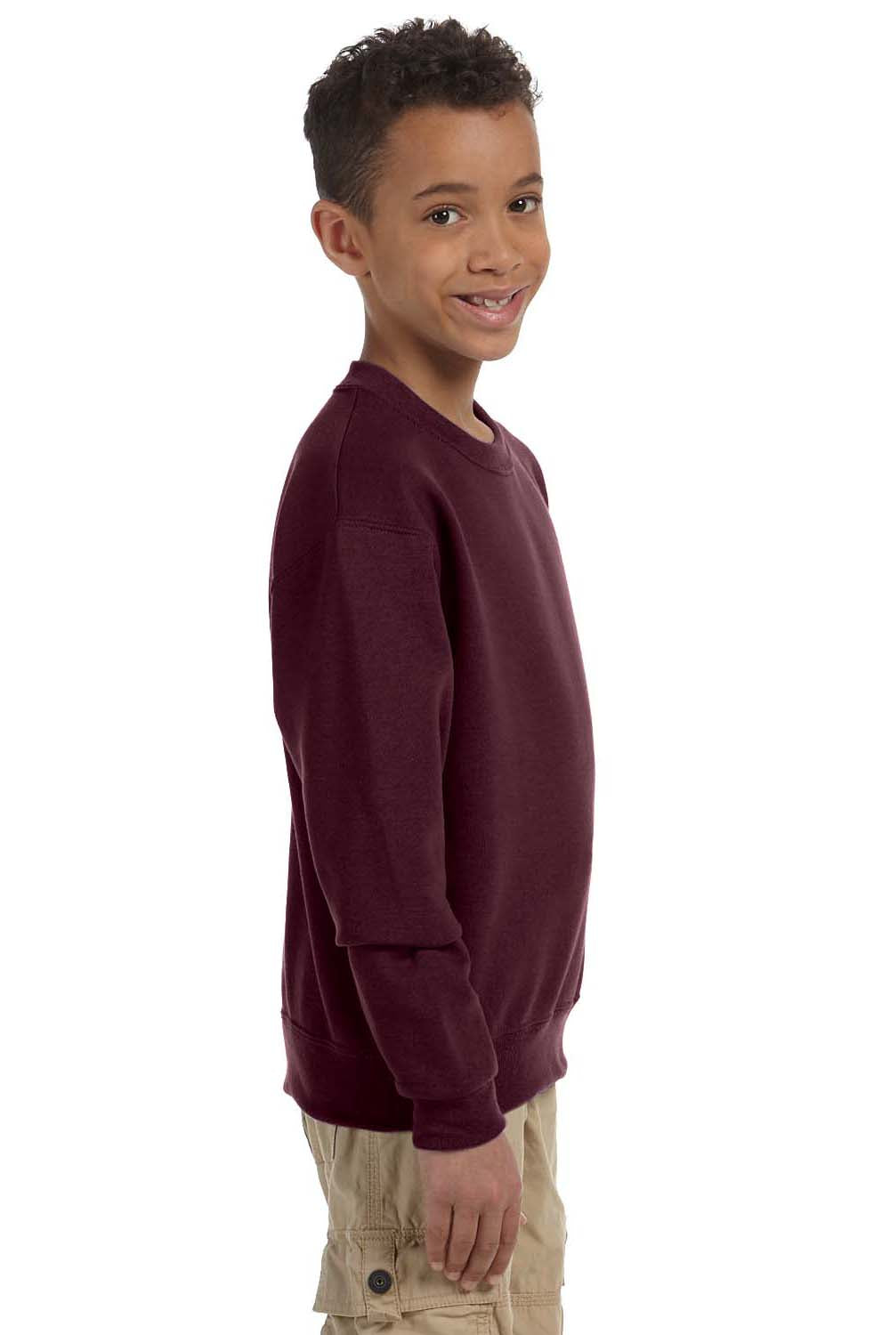 Jerzees 562B/562BR Youth NuBlend Fleece Crewneck Sweatshirt Maroon Model Side