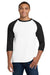 Gildan 5700/G570 Mens 3/4 Sleeve Crewneck T-Shirt White/Black Model Front